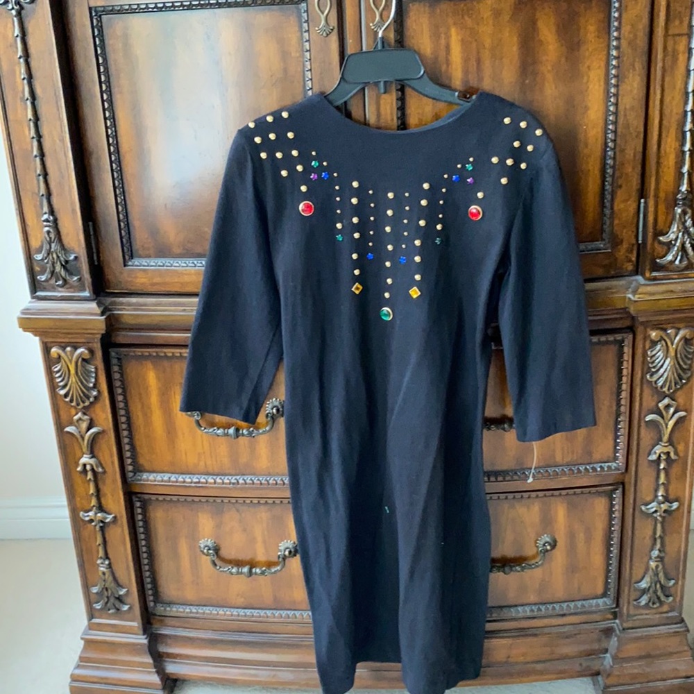 Black Dress with Gem-Like Stones